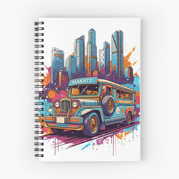 Item preview, Makati Jeepney Street Art – Filipino Jeepney Illustration, Manila City Skyline, Colorful Urban Travel Design designed and sold by ScapeCraft.