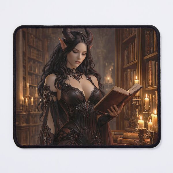 Item preview, Dark Gothic Demon Queen Reading in Ancient Library designed and sold by thor81pl.