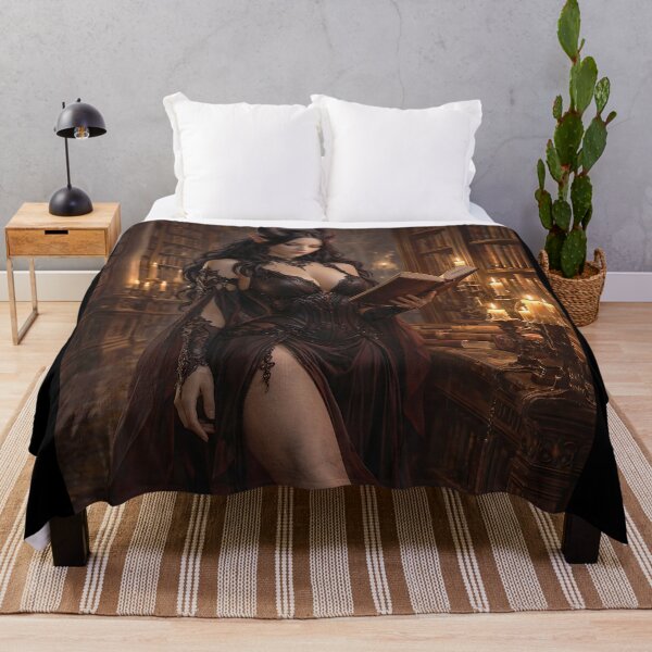 Item preview, Dark Gothic Demon Queen Reading in Ancient Library designed and sold by thor81pl.