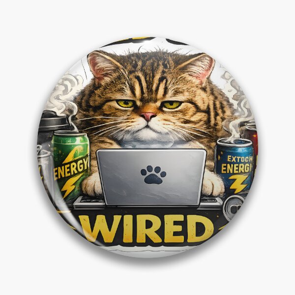 Item preview, Funny Tired But Wired Cat Sticker  designed and sold by StickoStore.