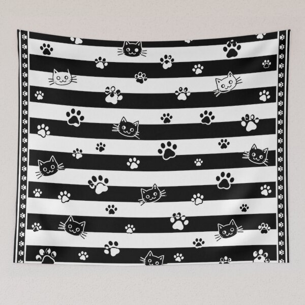 Item preview, Black and White Cat Scarf | Chic Striped Cat Paw Pattern | Minimalist Parisian Cat Lover Scarf designed and sold by IconicDesignsXd.
