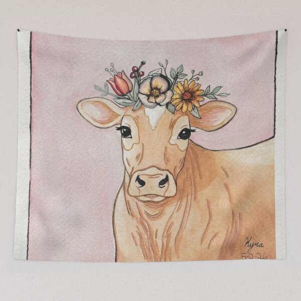 Item preview, Cow Jersey dairy Cow Pink  designed and sold by Kyra Hillier Art.