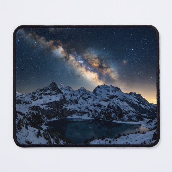 Item preview, Milky Way Galaxy Snowy Mountain Lake Astrophotography designed and sold by novadawy.