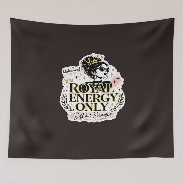 Item preview, Royal Energy Only Aesthetic Girl Boss Quote, Feminine Power Sticker, Soft Girl Era Trendy Typography Design designed and sold by Artbysarmina.