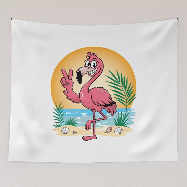Item preview, Cheerful Flamingo – Cute and Colorful Tropical Illustration designed and sold by DoraTora.