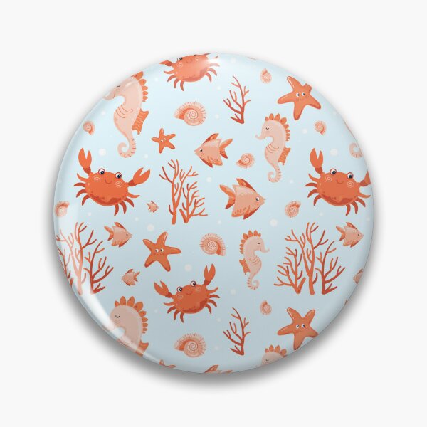 Item preview, Cute Underwater Pattern with Sea Animals, Crab, Starfish, Seahorse, Fish, Seashell, Coral, Ocean Kids Design designed and sold by CHERRY--SHOP.