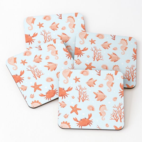 Item preview, Cute Underwater Pattern with Sea Animals, Crab, Starfish, Seahorse, Fish, Seashell, Coral, Ocean Kids Design designed and sold by CHERRY--SHOP.