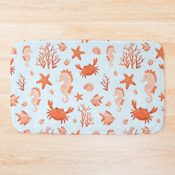 Item preview, Cute Underwater Pattern with Sea Animals, Crab, Starfish, Seahorse, Fish, Seashell, Coral, Ocean Kids Design designed and sold by CHERRY--SHOP.
