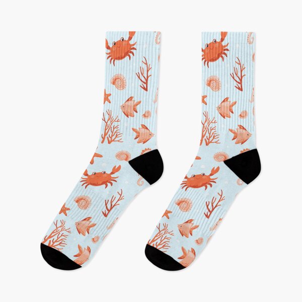 Item preview, Cute Underwater Pattern with Sea Animals, Crab, Starfish, Seahorse, Fish, Seashell, Coral, Ocean Kids Design designed and sold by CHERRY--SHOP.
