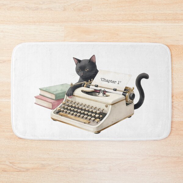 Item preview, Writing Whodunits — Author Cat Vintage Typewriter Mystery Tee designed and sold by kosimazaki.