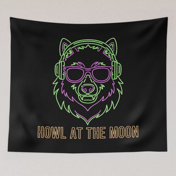Item preview, Howl at the Moon Neon Wolf DJ Headphones designed and sold by PixelQ.