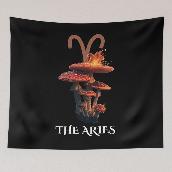 Item preview, Aries Zodiac Mushroom – Celestial Fungi Astrological Art designed and sold by ZubekStudio.
