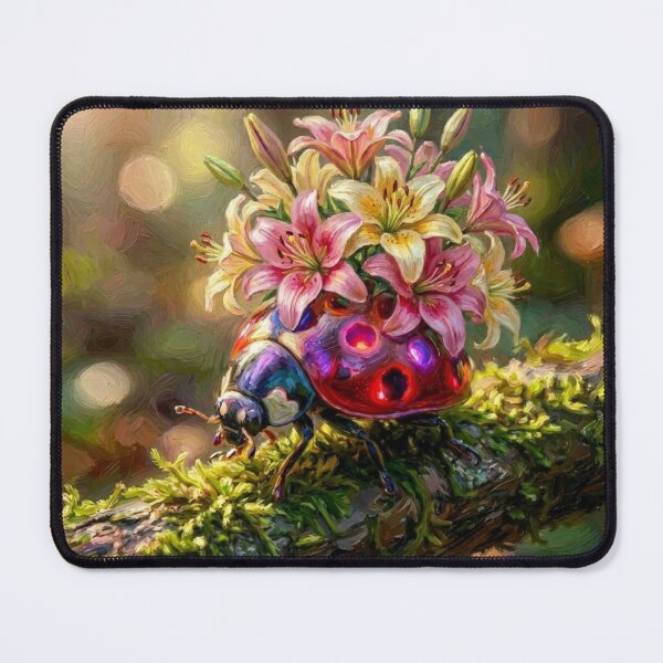 Item preview, Whimsical Nature: Ladybug & Lilies Art Print designed and sold by MagicMood Creations.