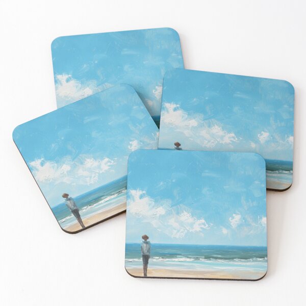 Item preview, Serene Black Man Coastal Reflection - Minimalist Blue Ocean Painting designed and sold by GSizzle1.