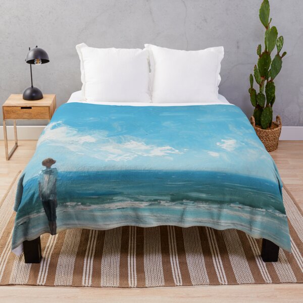 Item preview, Serene Black Man Coastal Reflection - Minimalist Blue Ocean Painting designed and sold by GSizzle1.