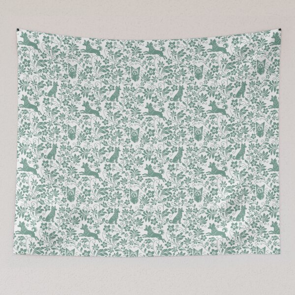Item preview, Chinese Crested Floral Pattern | Unique Hairless Dog Aesthetic in Green designed and sold by WildLakePatterns.