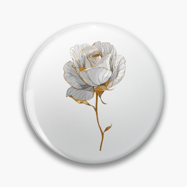 Item preview, Elegant Gold and White Rose Line Drawing designed and sold by TatyanaArt.