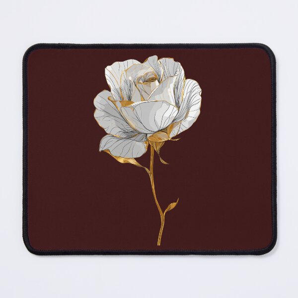 Item preview, Elegant Gold and White Rose Line Drawing designed and sold by TatyanaArt.