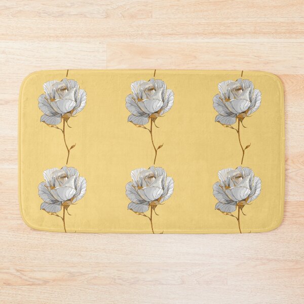 Item preview, Elegant Gold and White Rose Line Drawing designed and sold by TatyanaArt.