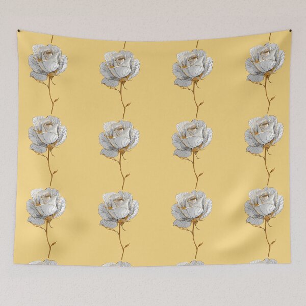 Aperçu de l'œuvre Dessin au trait élégant d'une rose dorée et blanche créée et vendue par TatyanaArt.