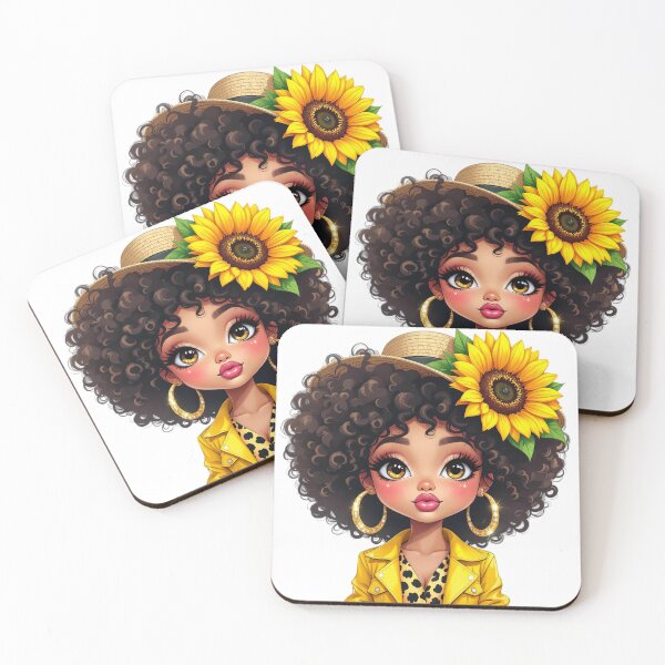 Item preview, Cute Sunflower Afro Lady! designed and sold by fribabywonder.
