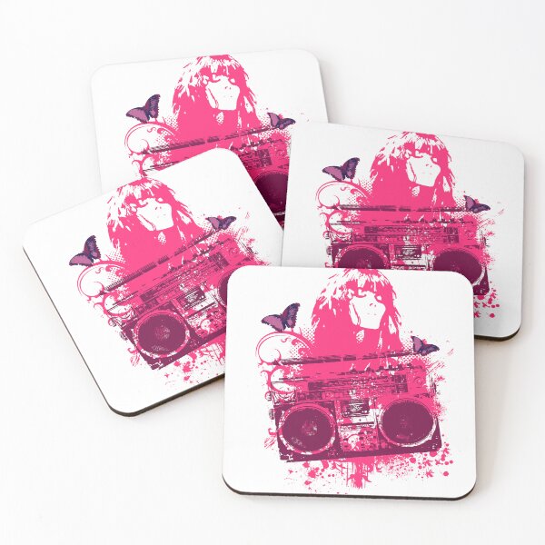 Item preview, Frutiger Metro pink and purple  - Boom Box - Female portrait and butterflies designed and sold by Pics'Elle Creations.
