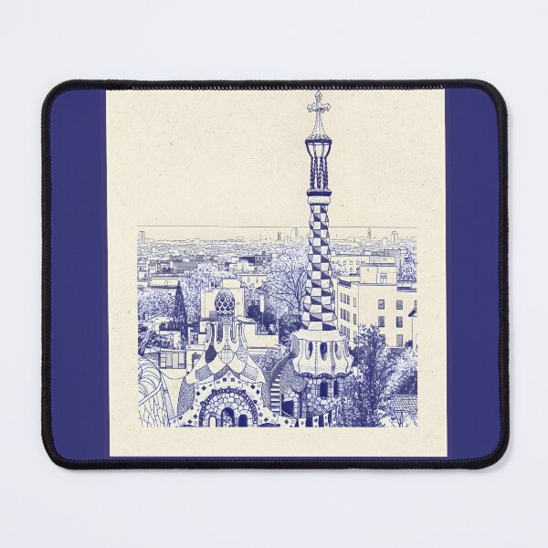 Item preview, Barcelona Spain Park Guell Gaudi Architecture Line Art Poster designed and sold by Sorcend.