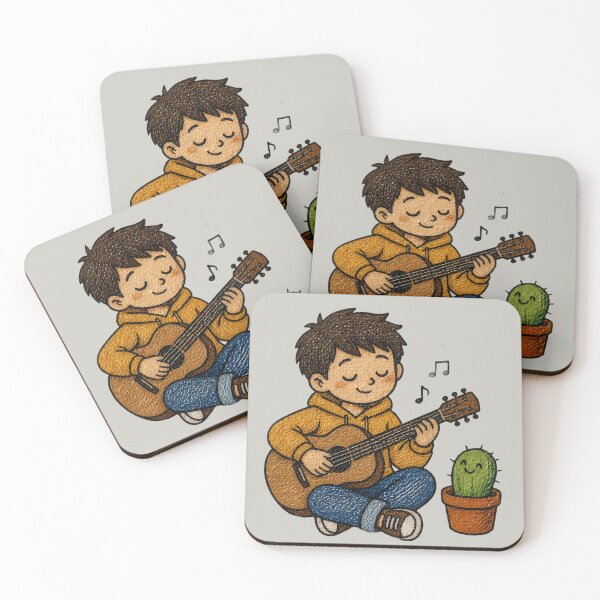 Item preview, Acoustic Guitar Player Boy And Cute Cactus Design designed and sold by ArtdesignsA.