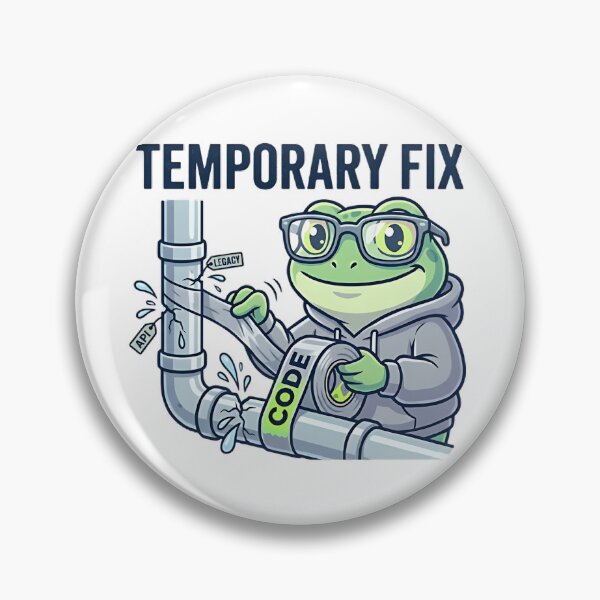 Item preview, Temporary Fix Coding Frog – Funny Programmer Debugging Sticker, Dev Humor, API Legacy Code Joke designed and sold by Urben Loop.