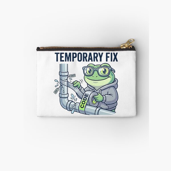 Item preview, Temporary Fix Coding Frog – Funny Programmer Debugging Sticker, Dev Humor, API Legacy Code Joke designed and sold by Urben Loop.