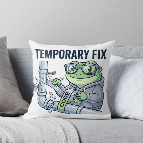 Item preview, Temporary Fix Coding Frog – Funny Programmer Debugging Sticker, Dev Humor, API Legacy Code Joke designed and sold by Urben Loop.