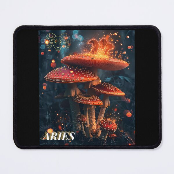 Item preview, Aries Zodiac Mushroom – Celestial Fungi Astrological Art designed and sold by ZubekStudio.