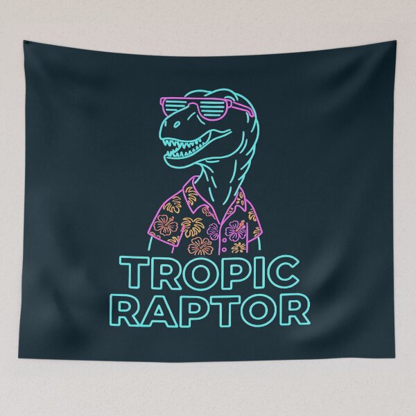Item preview, Tropic Raptor Funny Dinosaur Hawaiian Shirt Neon Art designed and sold by PixelQ.
