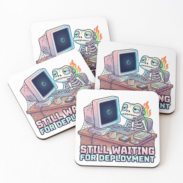 Item preview, Still Waiting for Deployment – Funny Programmer Skeleton Meme, DevOps Humor, Coding Life Design designed and sold by Urben Loop.