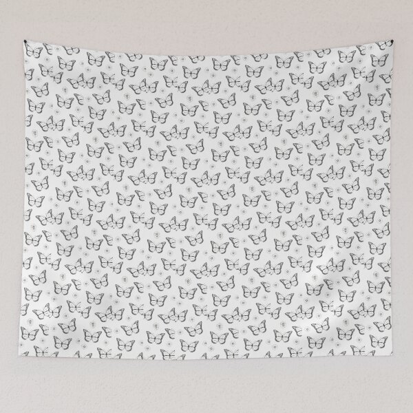 Item preview, Black and White Butterfly Aesthetic Wallpaper | Minimal Floral Butterfly Design designed and sold by PixelVibe Art.
