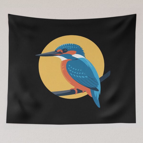 Item preview, a kingfisher bird perched on a diagonal branch designed and sold by 123ks.