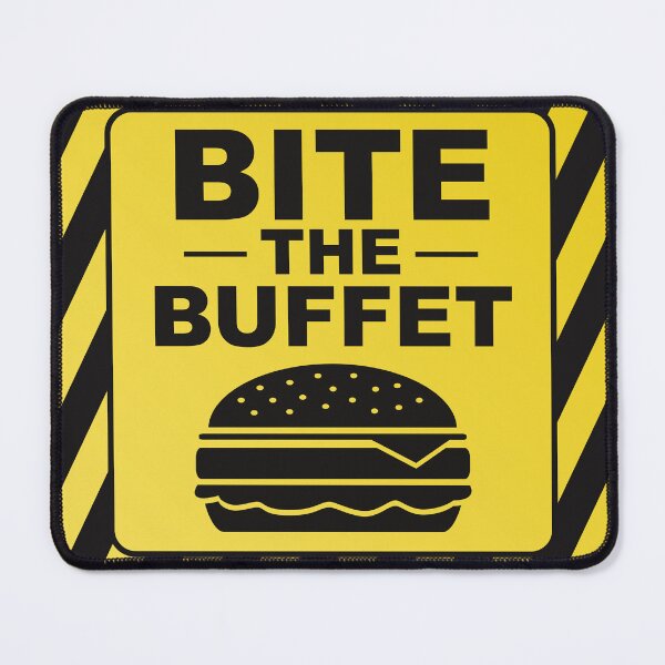 Item preview, Bite the Buffet Funny Food Pun Design – Burger Lover Humor Parody Sign designed and sold by WordPlayStudio.