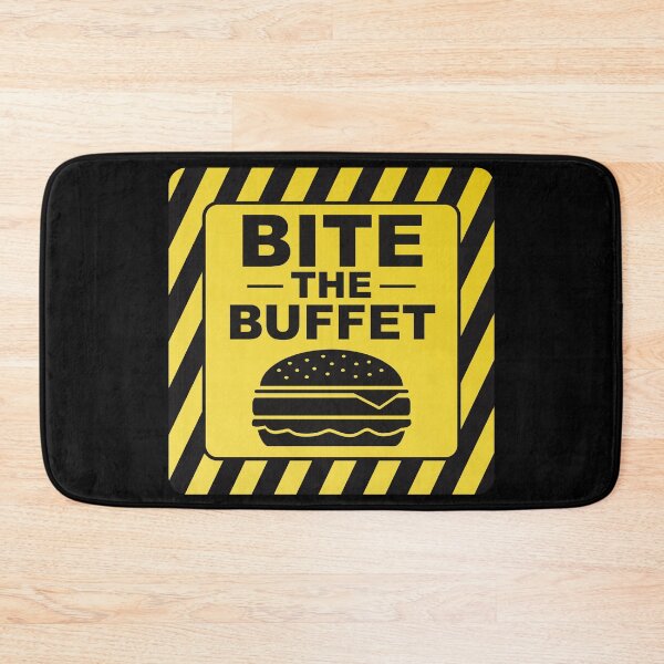 Item preview, Bite the Buffet Funny Food Pun Design – Burger Lover Humor Parody Sign designed and sold by WordPlayStudio.