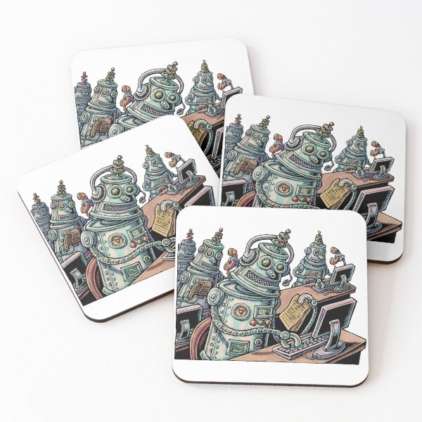 Item preview, robots on telephones with scripts in a call center making spam robocalls designed and sold by LisaHaney.
