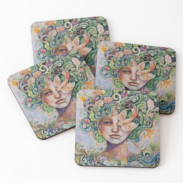 Item preview, woman bird spiral portrait  designed and sold by HibiscusHeron.