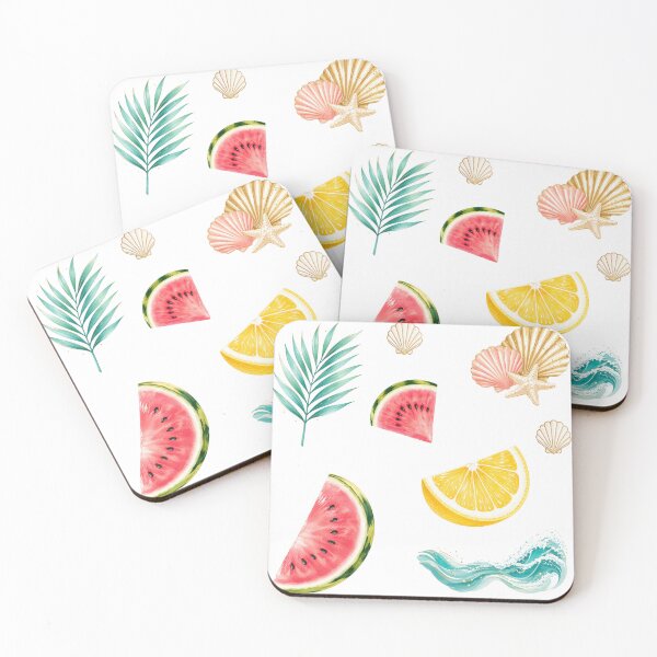 Item preview, Watermelon Lemon Seashell Summer Beach Watercolor designed and sold by VikArt7.