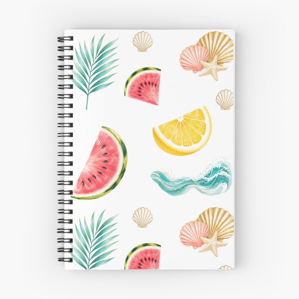 Aperçu de l'œuvre Pastèque Citron Coquillage Plage d'été Aquarelle créée et vendue par VikArt7.