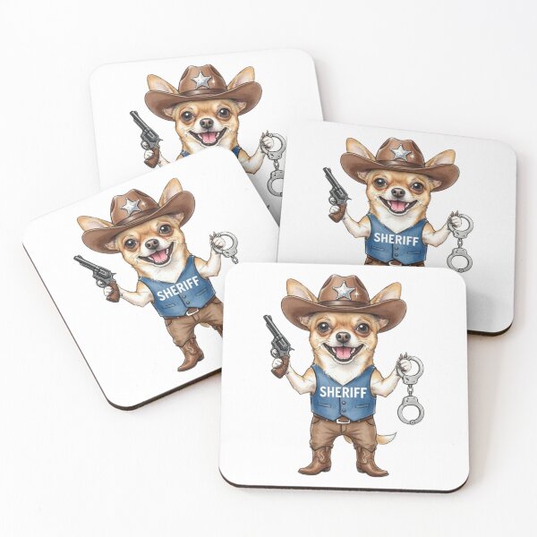 Item preview, Chihuahua Sheriff Cowboy Dog Funny Puppy designed and sold by Prints by Mat.