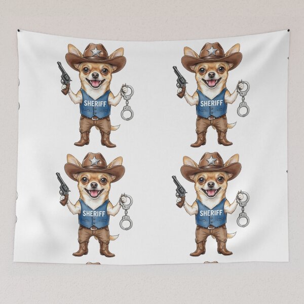 Aperçu de l'œuvre Chihuahua Shérif Chien Cowboy Chiot Drôle créée et vendue par Prints by Mat.