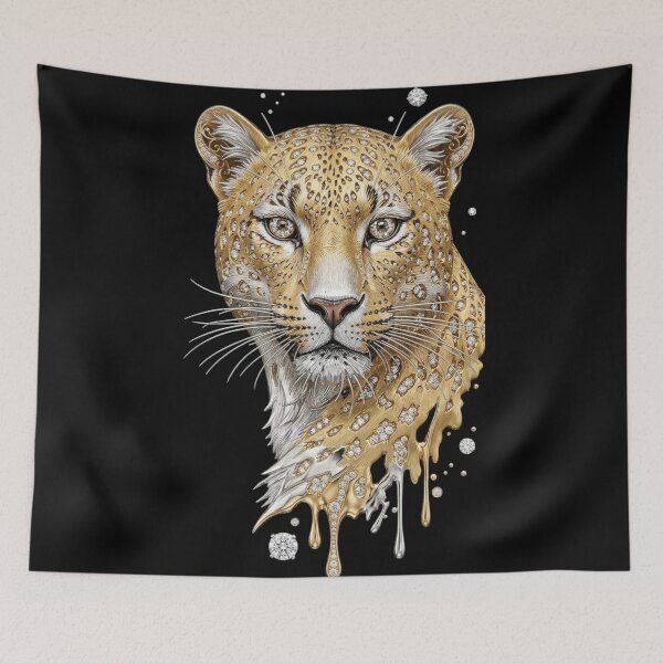 Item preview, Golden Leopard Diamond Luxury Metallic Art designed and sold by Golden Threads Studio.
