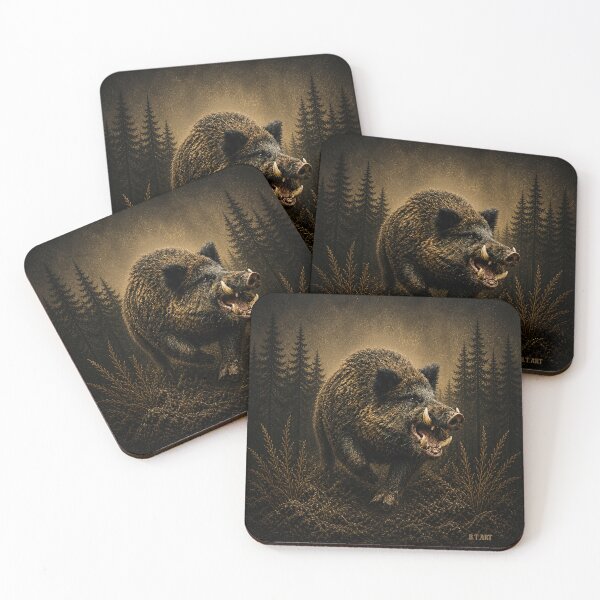 Item preview, Wild Boar – Fierce Forest Animal, Vintage Hunting Wildlife Art designed and sold by TammyHunterArt.