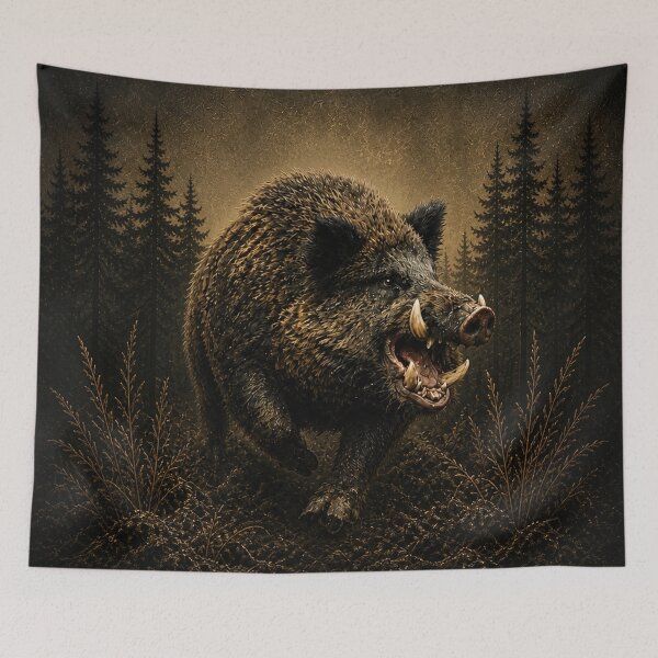Item preview, Wild Boar – Fierce Forest Animal, Vintage Hunting Wildlife Art designed and sold by TammyHunterArt.