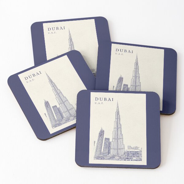 Item preview, Dubai UAE Burj Khalifa Skyline Vintage Line Art Poster designed and sold by Sorcend.
