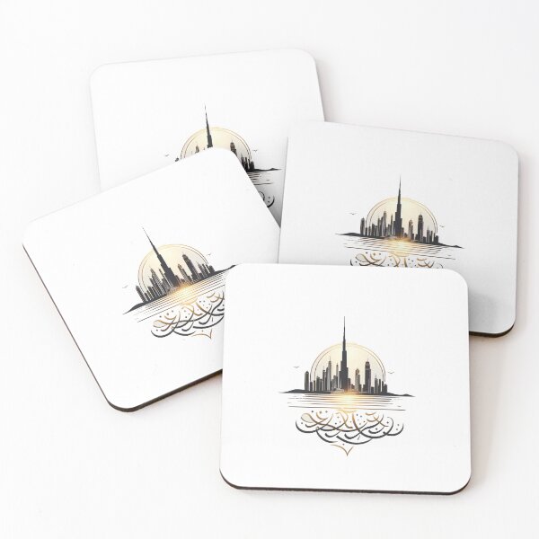 Item preview, Dubai Skyline Burj Khalifa Arabic Calligraphy Minimalist Gold Black Art designed and sold by HubbStudio.