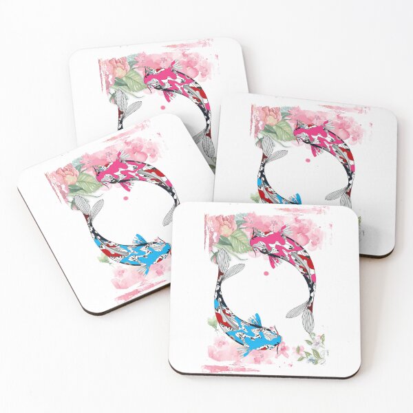 Item preview, colorful Koi Fish with flowers Art designed and sold by Pikkalo.